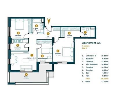 Apartament 4 camere | SEMIFINISAT | terasa 26.8 mp |  INTRE LACURI