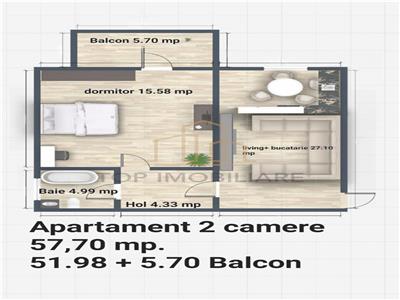 Apartament 2 camere D 50 m parter Miroslava Family Market